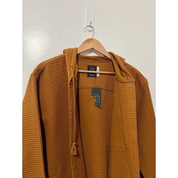 Original Use Rust Waffle Knit Snap Front Hoodie Jacket Size XL - Picture 4 of 6